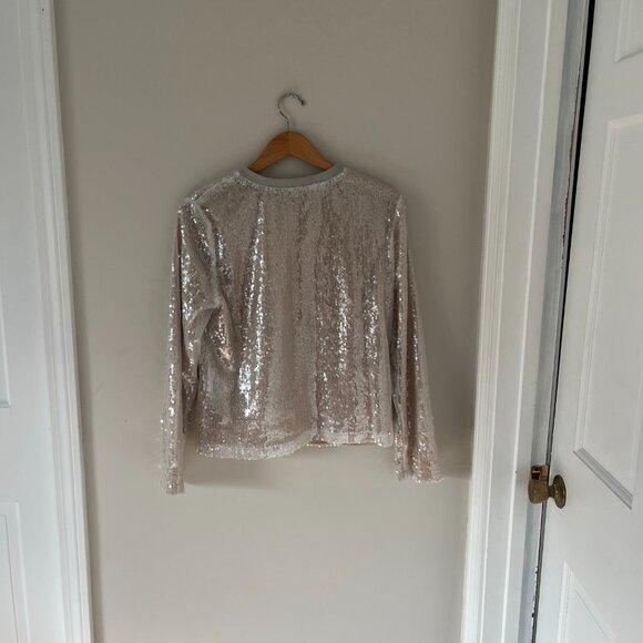 New York & Co / NY & C NWT Size Large Iridescent sequins long Sleeve Holiday - Picture 7 of 7